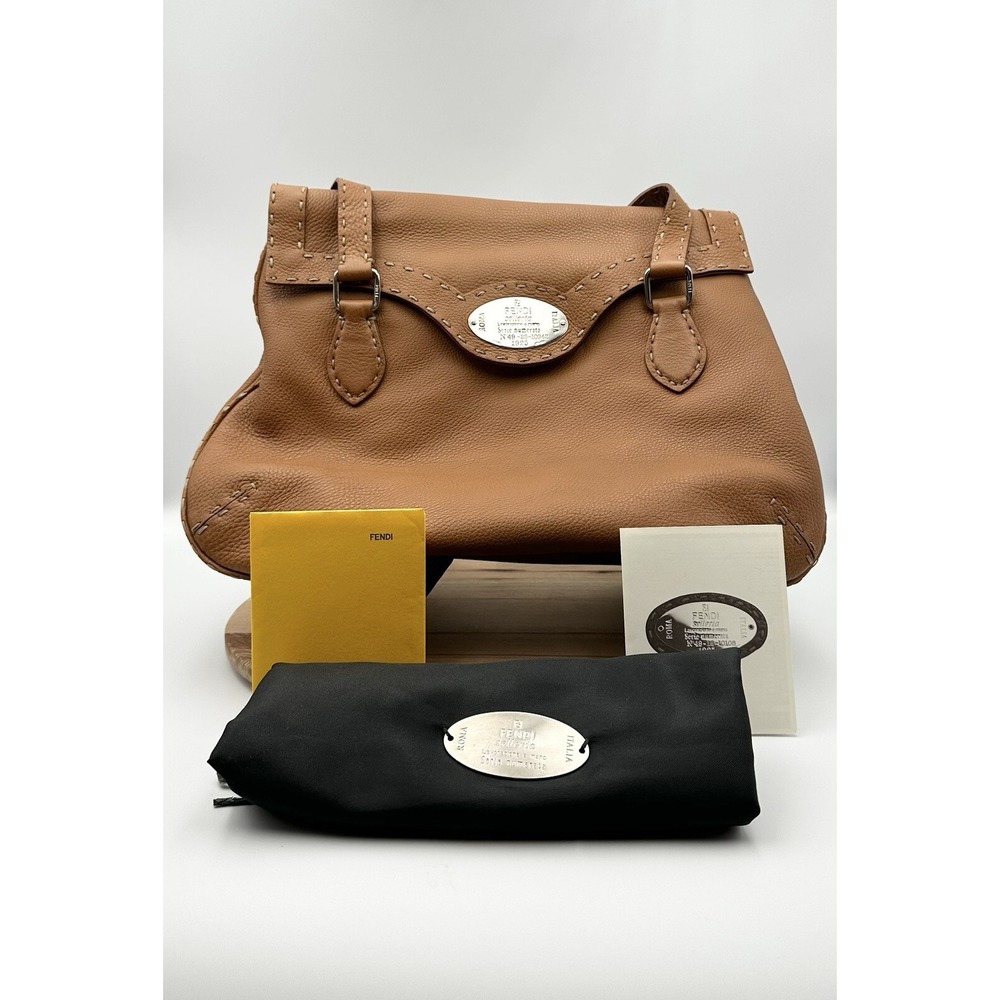 Fendi Selleria Calf  Leather‎ Shoulder Brown Bag Saddle Boho Vintage
